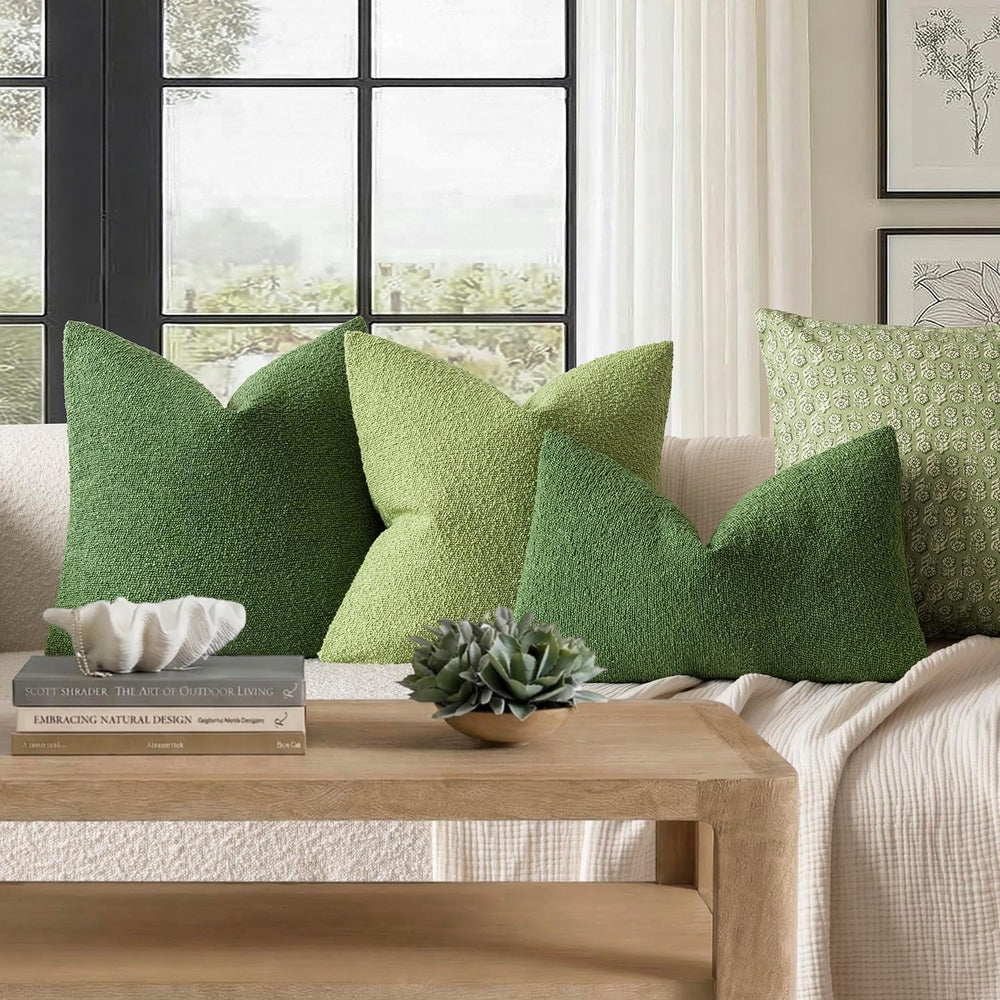Foindtower Decorative Textured Boucle Throw Pillow Cover 26x26 Forest Green