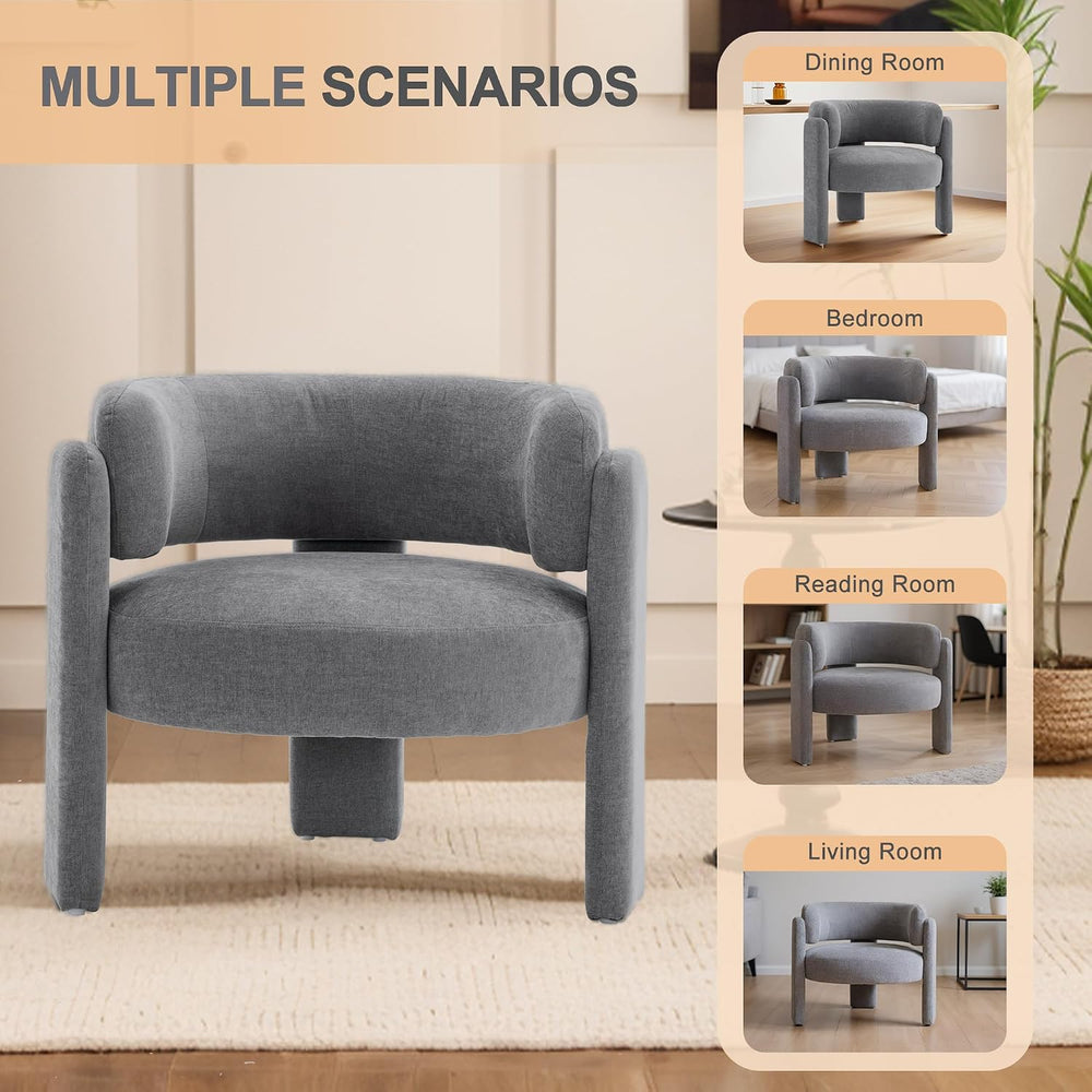 Modern Accent Barrel Chair,Mid Century Single Armchair with Curved Backrest U...