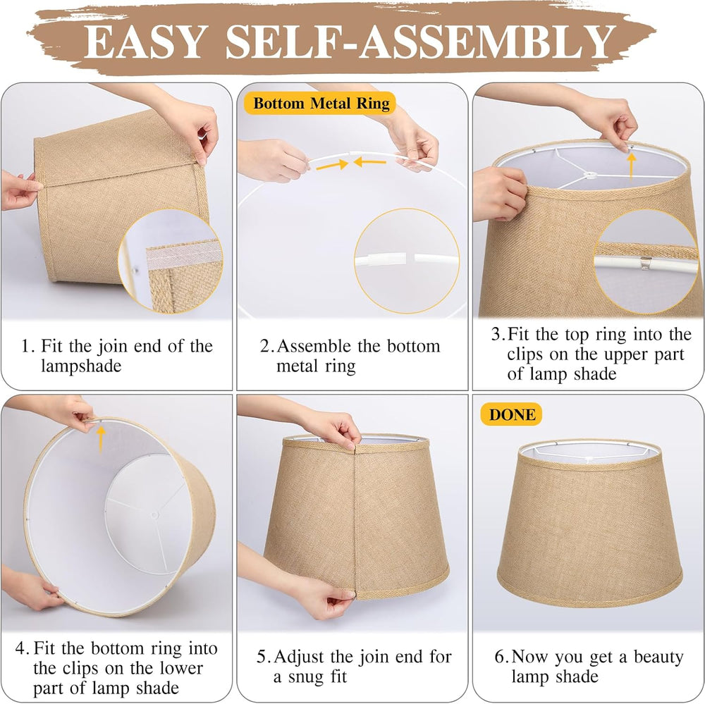 Large Drum Lamp Shades Set of 2, 12"Top x 16"Bottom x 11"High,...