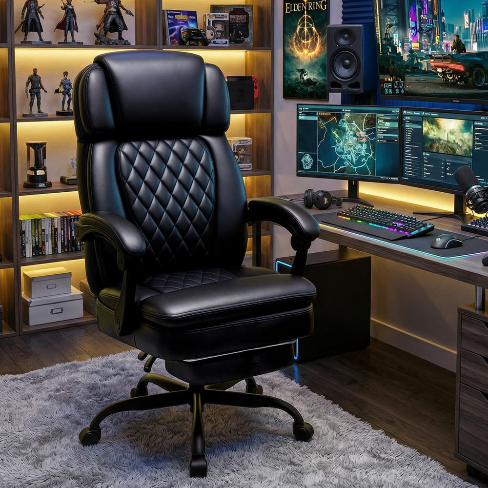 400lbs Executive Office Chair with Foot Rest for Heavy People, Ergonomic Big ...