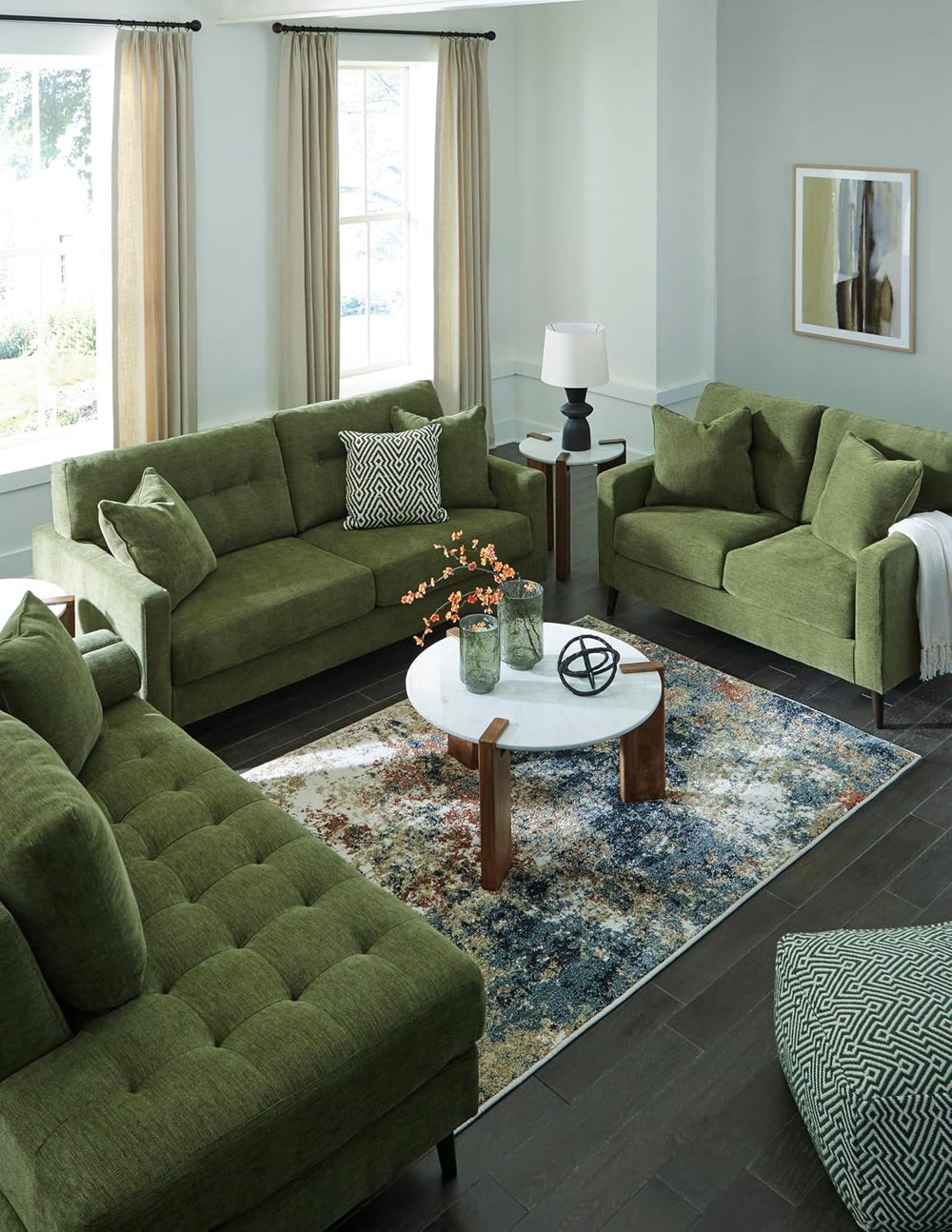 Signature Design by Ashley Bixler Mid-Century Modern Tufted Right-arm Facing ...