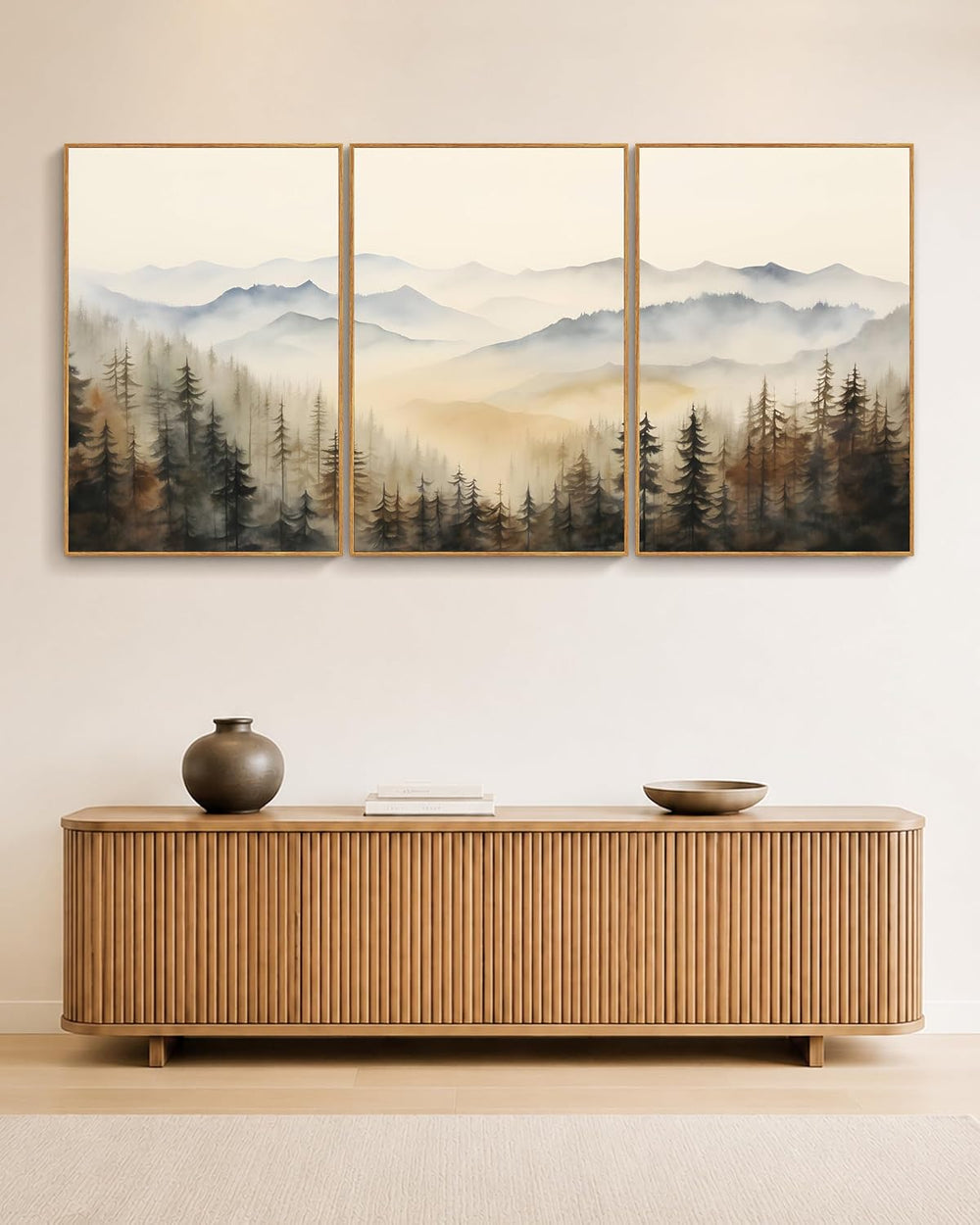 HesenDot 16x24in Mountain Landscape Large Wood Framed Wall Art,Set of 3