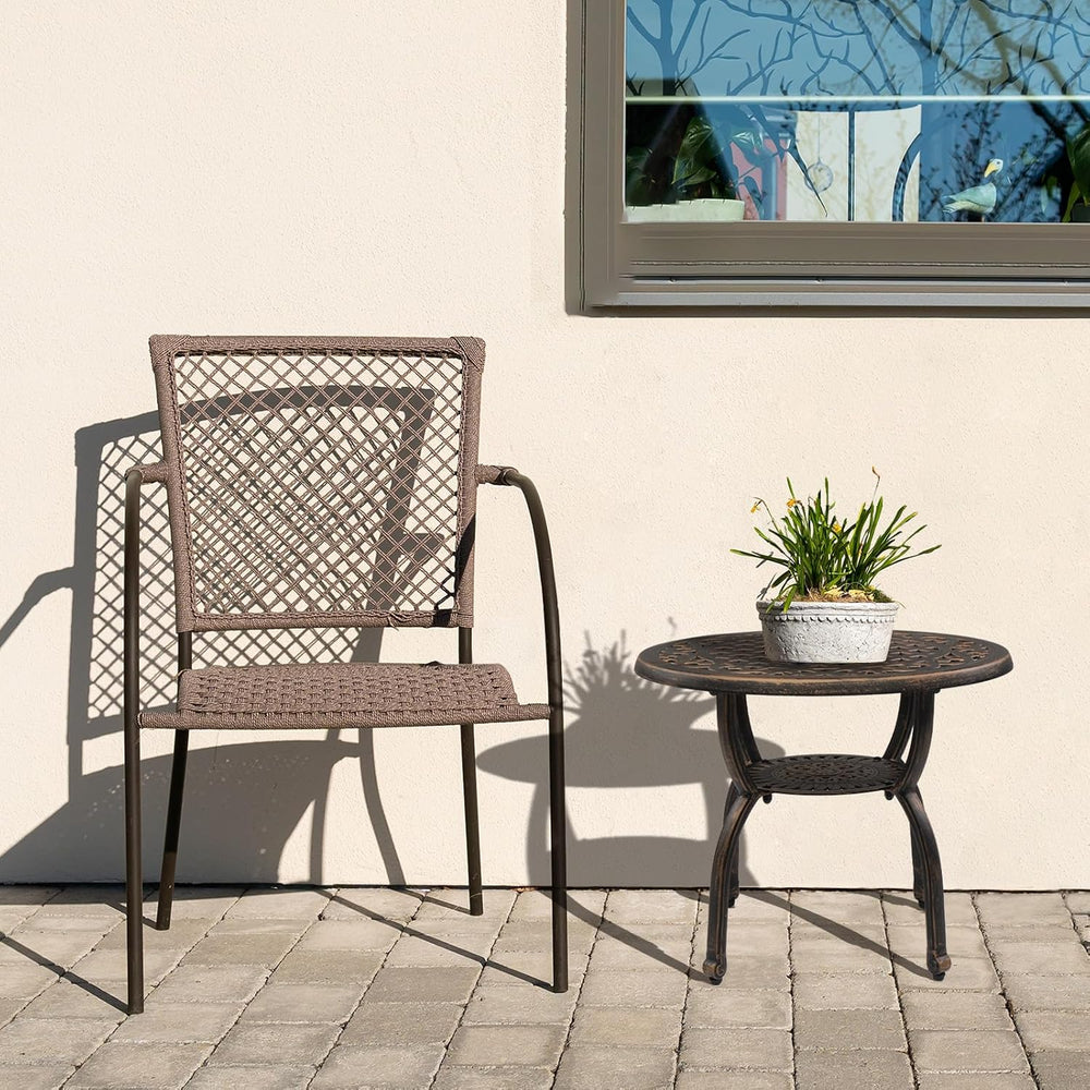 VINGLI 22" Cast Aluminum Outdoor Side Table, All Weather Patio SideTable...
