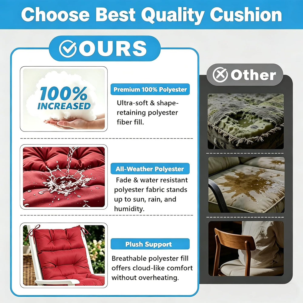 QILLOWAY Outdoor Chair Cushion for Patio Furniture, Waterproof Patio Cushions...