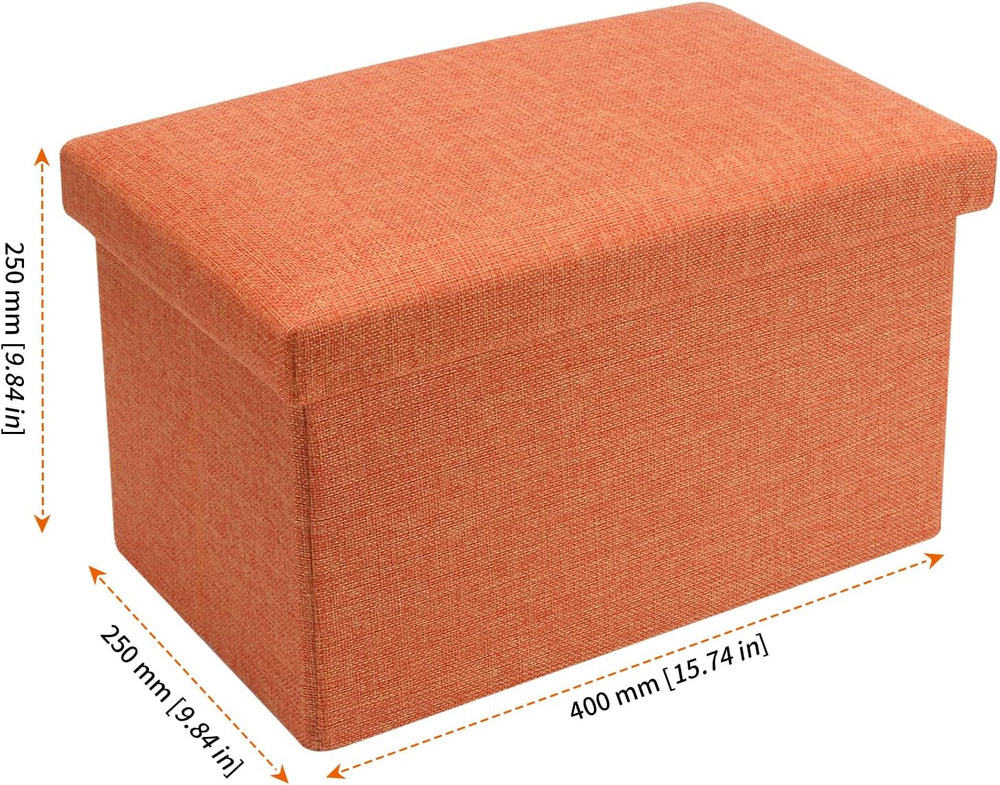 HOZEON 3 Pack 15.7 x 9.8 x 9.8 Inches Folding Storage Ottoman, Orange Rectang...
