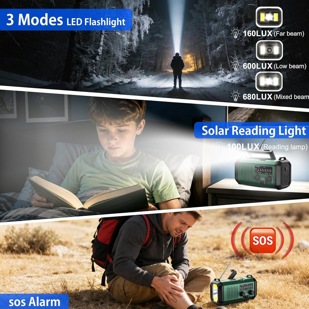 Leaton Hand Crank Emergency Radio, NOAA Weather Radio AM/FM,10000mAh