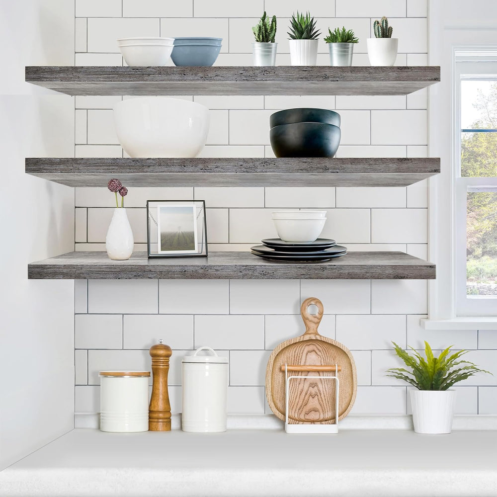 Sorbus Floating Shelves for Wall Storage (48 Inch, 3 Pack, Gray)