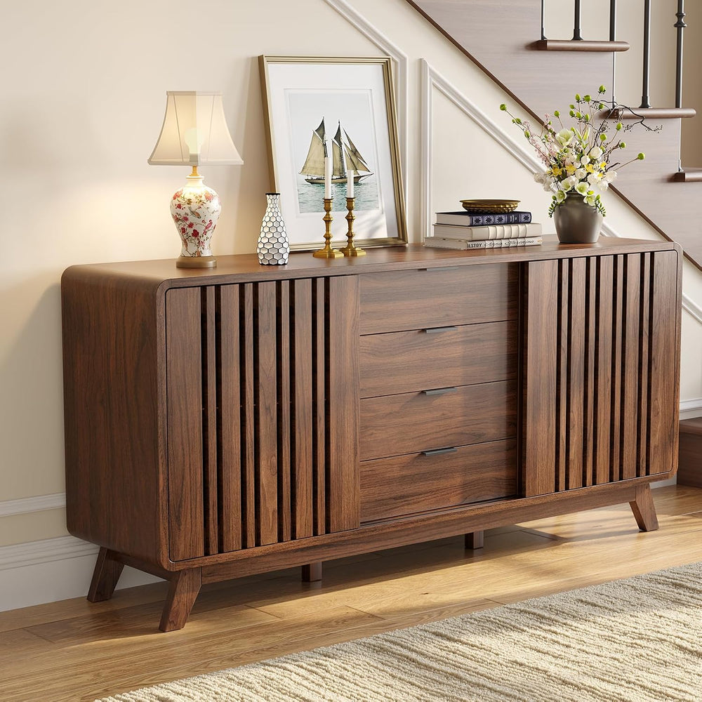 ONBRILL Sideboard Buffet Cabinet with Storage, Fluted Kitchen Cabinet