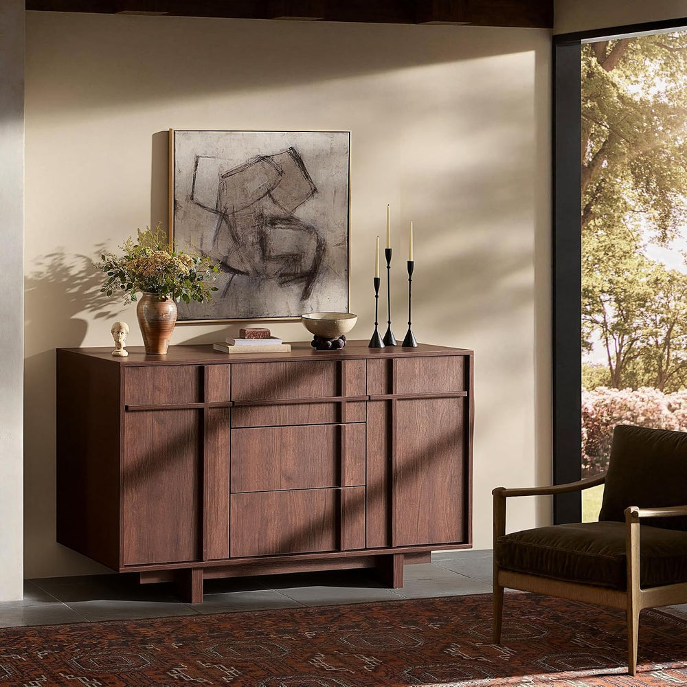 47.2" Buffet Cabinet with Storage, Skeleton Line Design, Walnut