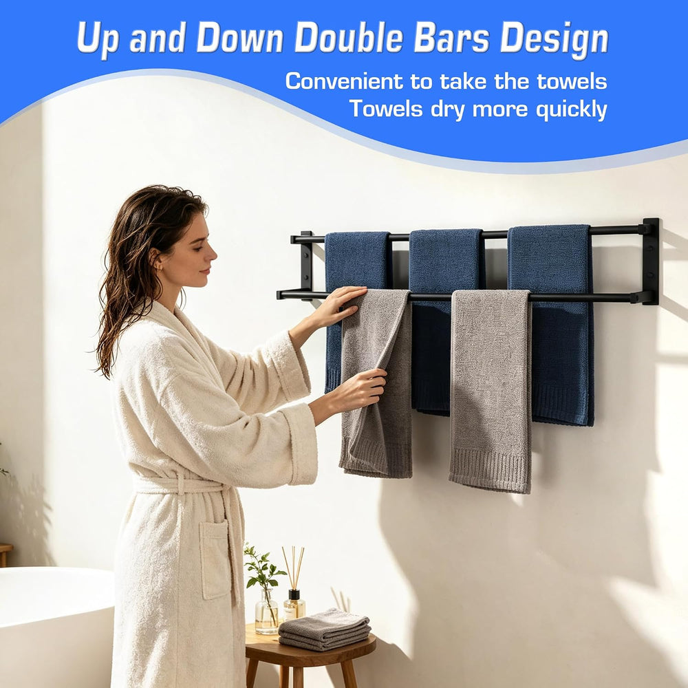 Alise 32 Inch Double Towel Bar for Bathroom Wall Mounted,Matte Black