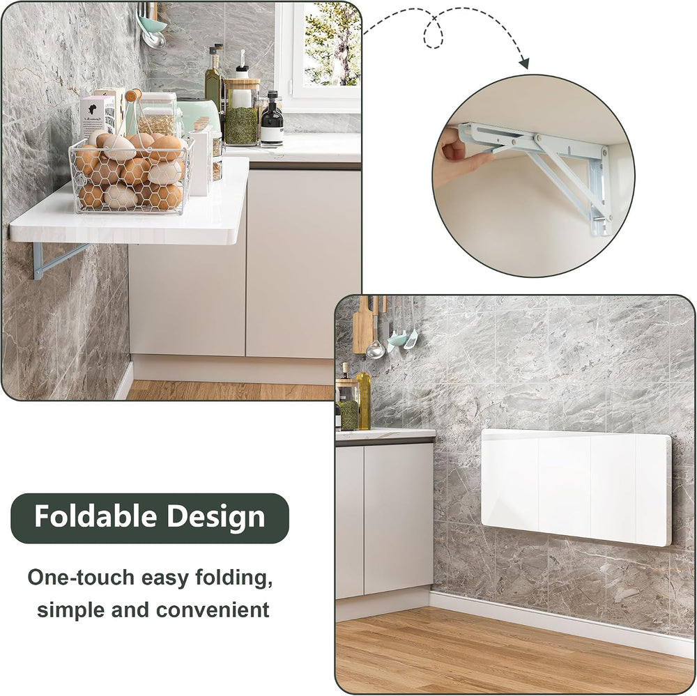 Clikuutory Wall Mounted High Gloss Folding Table 39.4" W x 19.7" D,...