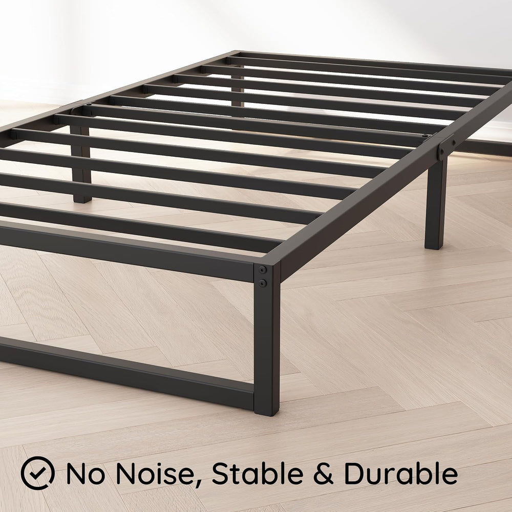 Richwanone 8 Inch Twin Bed Frames Heavy Duty Metal Platform Bed, Black