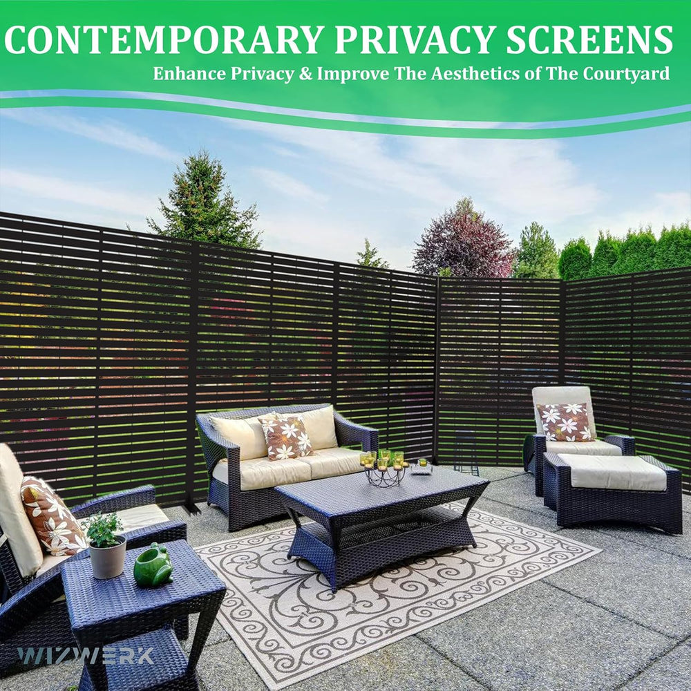6FT Outdoor Metal Privacy Screen – Decorative Privacy Fence and Room/Garden D...