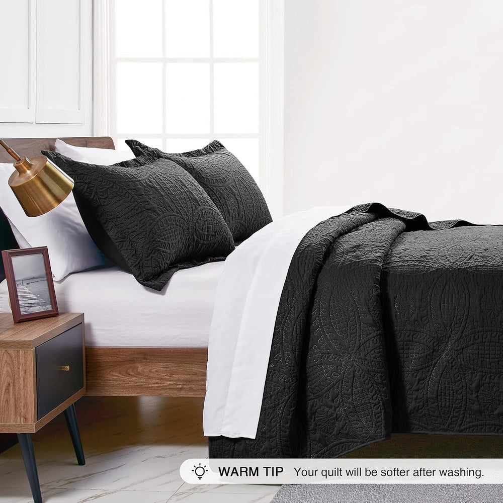 Love's cabin Quilts for Queen Bed Black Bedspreads - Soft Bed Fall Lightw...