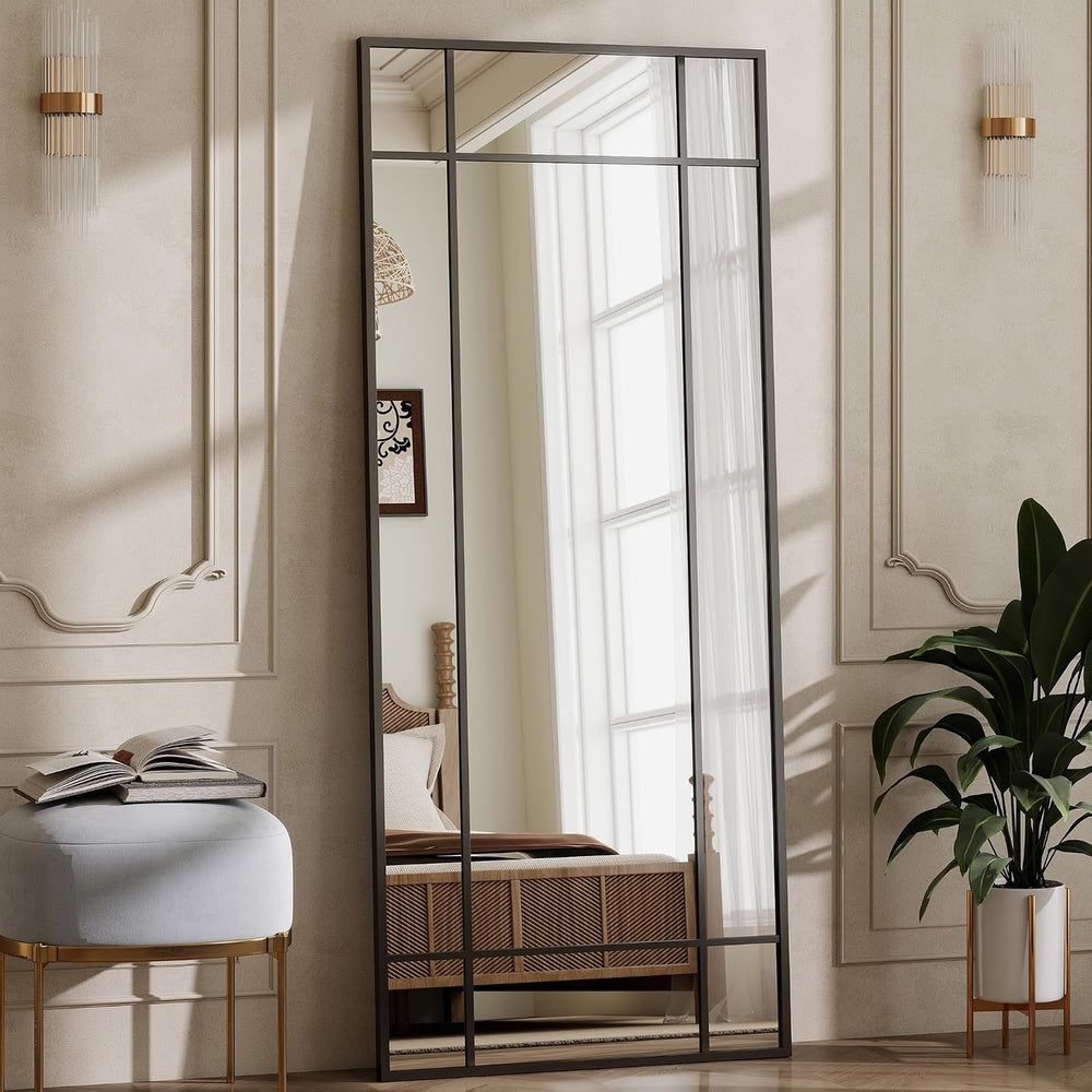HARRITPURE Windowpane Full Length Mirror, 71"x30" Floor Mirror, Black