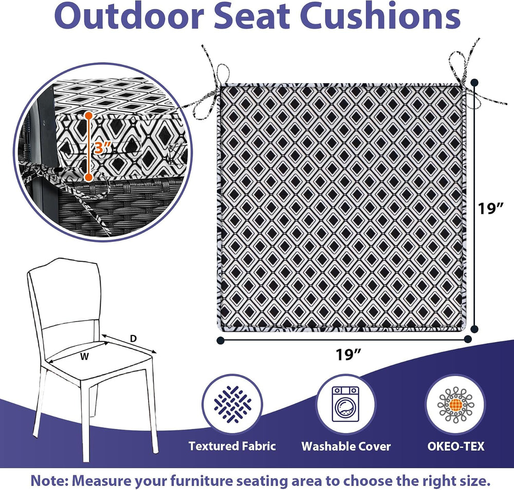 IPYNBAP Outdoor Chair Cushions Set of 4 -Waterproof Outdoor Seat Cushions for...