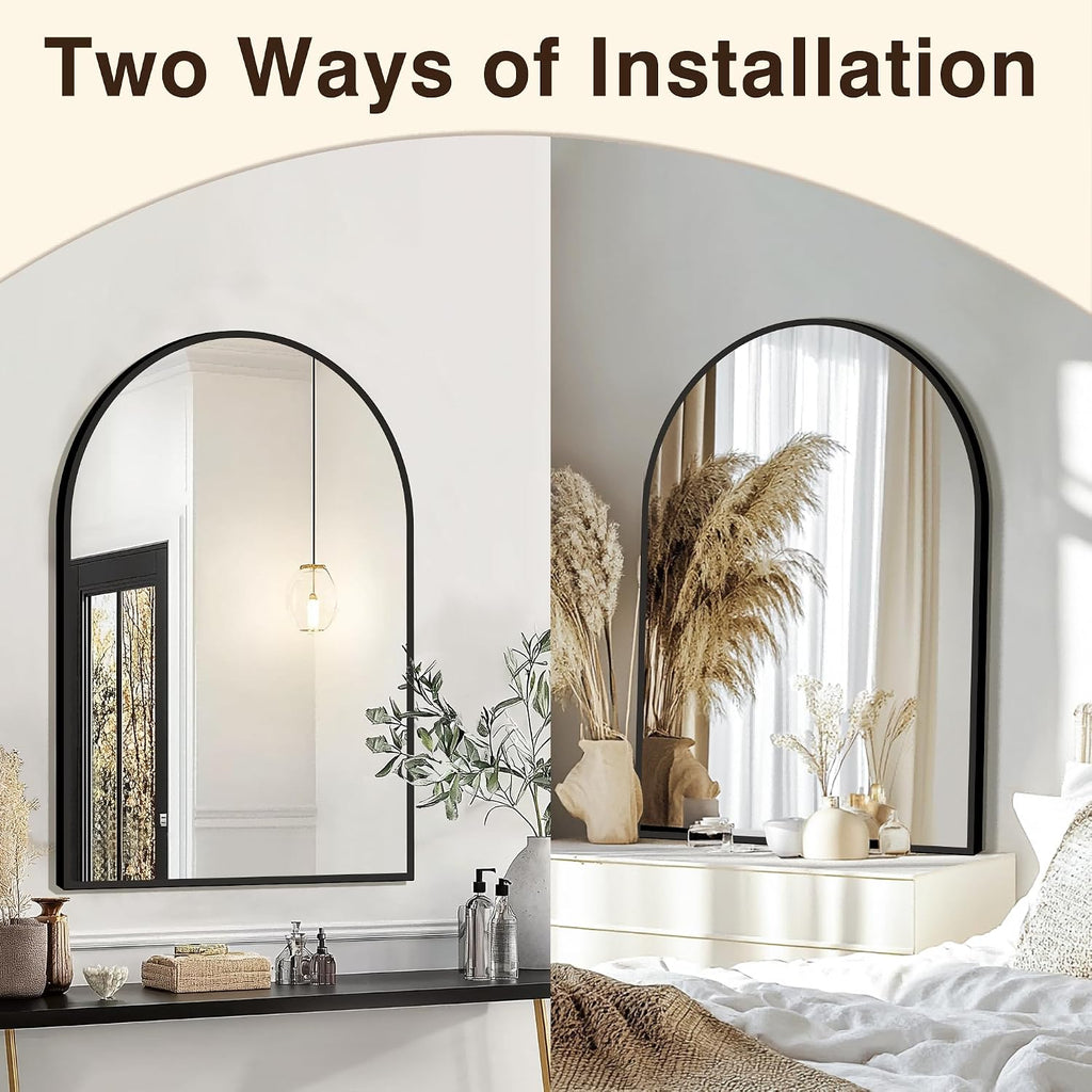 FICTOR 2 Pack 24" x 36" Arched Bathroom Vanity Mirror for Over Sink, Black
