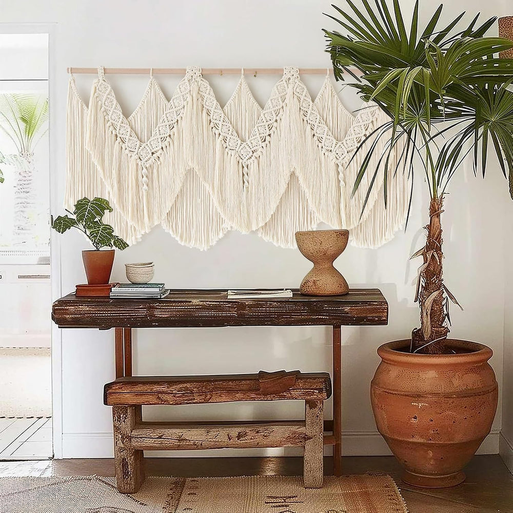Macrame Wall Hanging Wedding Hanger Tassel Knotting Boho Decor 47"W*25&q...