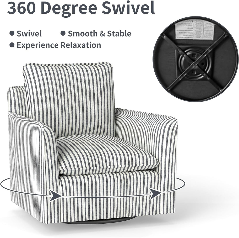 INZOY Swivel Accent Square Chair with Thick Padded Backrest Cushion, Swivel R...