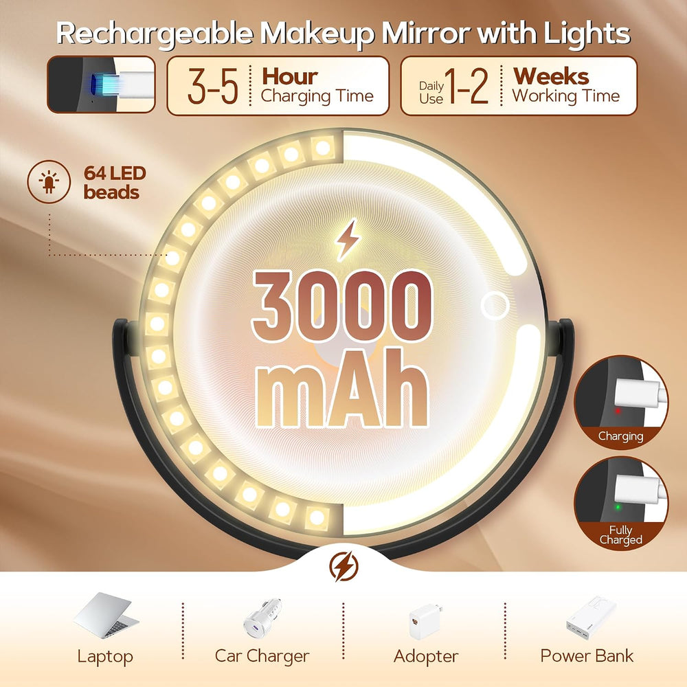 B Beauty Planet Makeup Mirror, Double-Sided Lighted Magnifying Mirror 30X