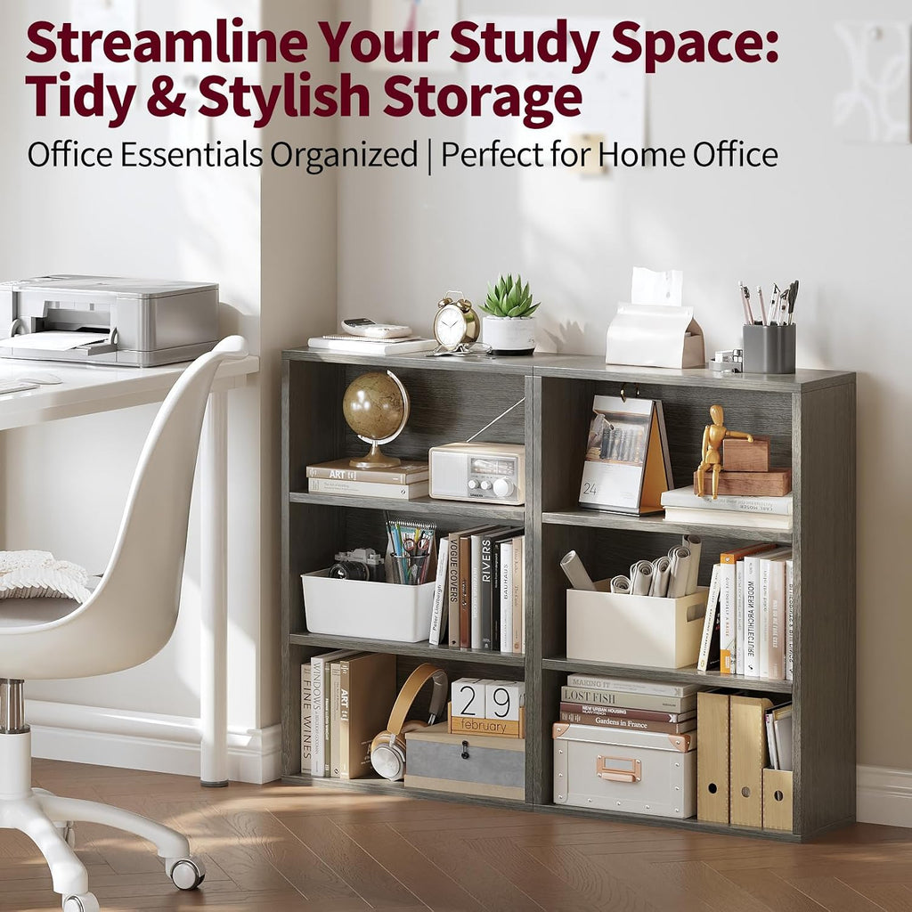 ALISENED 3-Tier Bookshelf, 23.6 × 9.4 × 35.2in, Small Bookshelf