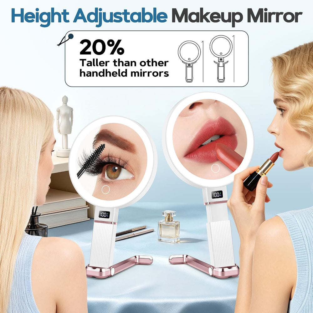 30X Travel Magnifying Mirror with Light, Height Adjustable Vanity Mirror with...