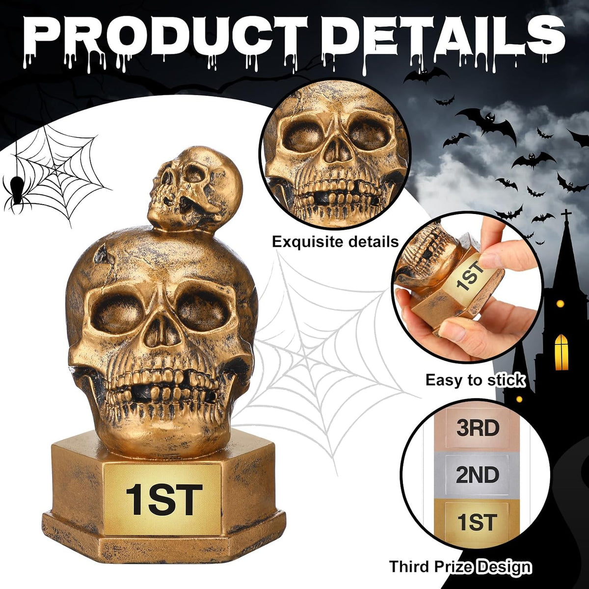 3 Pcs Halloween Trophy Best Costume Contest 1st 2rd 3nd Trophies Award