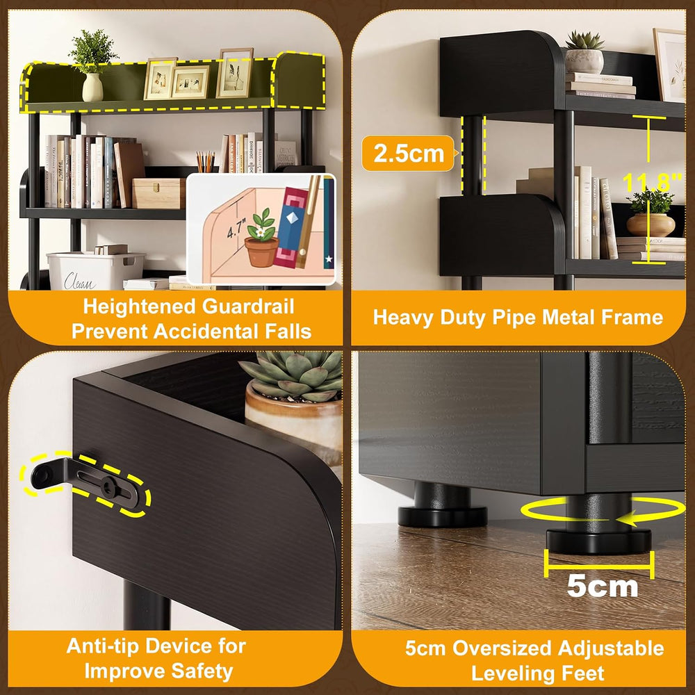 Aheaplus 6-Tier Tall Open Bookshelf, 31.5" Modern Display Bookcase, Black