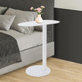 Modern C-Shaped Side Table, Metal End Table for Sofa Couch & Bed, 25in Tall Small Sofa Side Table for Living Room & Bedroom (White)