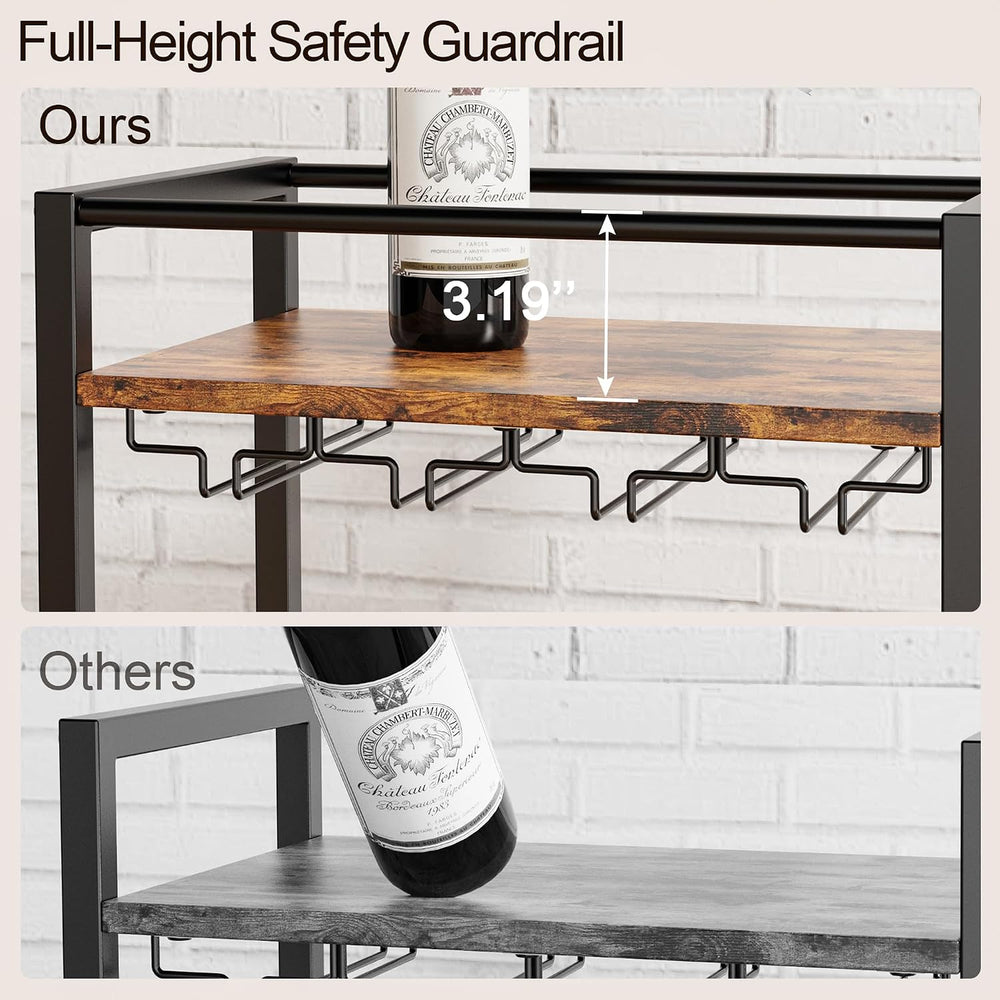Bar Cart, Home Bar Serving Cart, Mobile Kitchen Carts with Wheels, Small Roll...