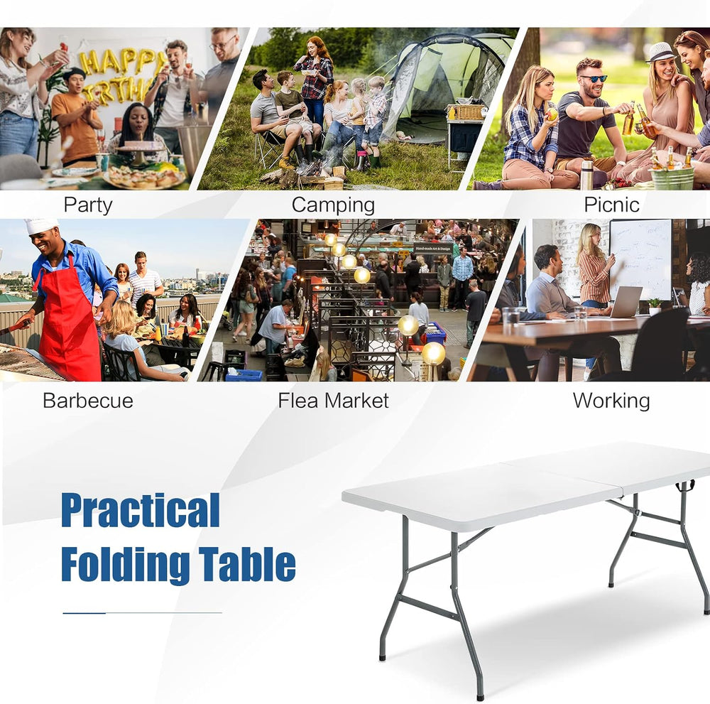 GIANTEX Folding Picnic Table, 6FT Portable Foldable Tables for Party BBQ, Met...