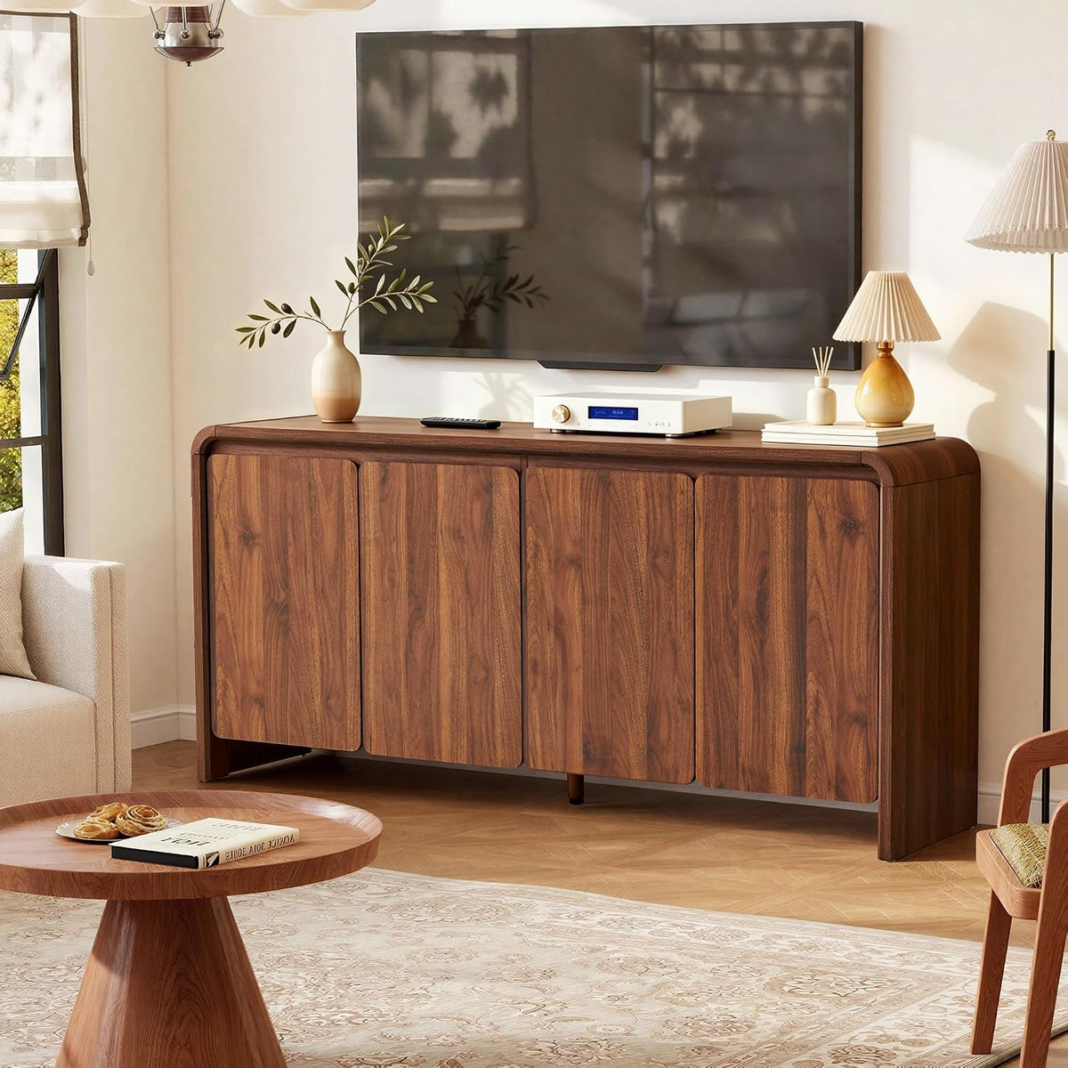 63" Sideboard Buffet Cabinet with Storage, Accent Cabinet with 4 Doors