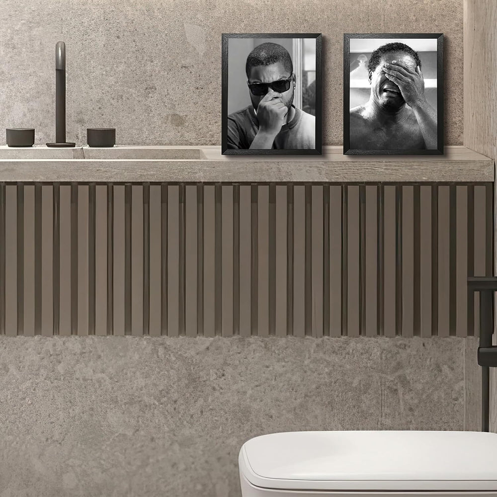 Funny Bathroom Wall Art Set of 2, Framed Canvas Wall Decor with Black Solid W...
