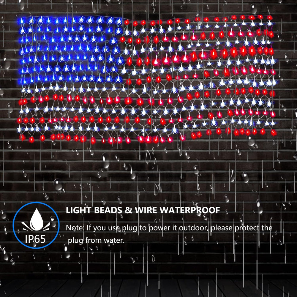 Decute American LED Flag Net Lights - 420 LED 4th of July Decorations Outdoor...