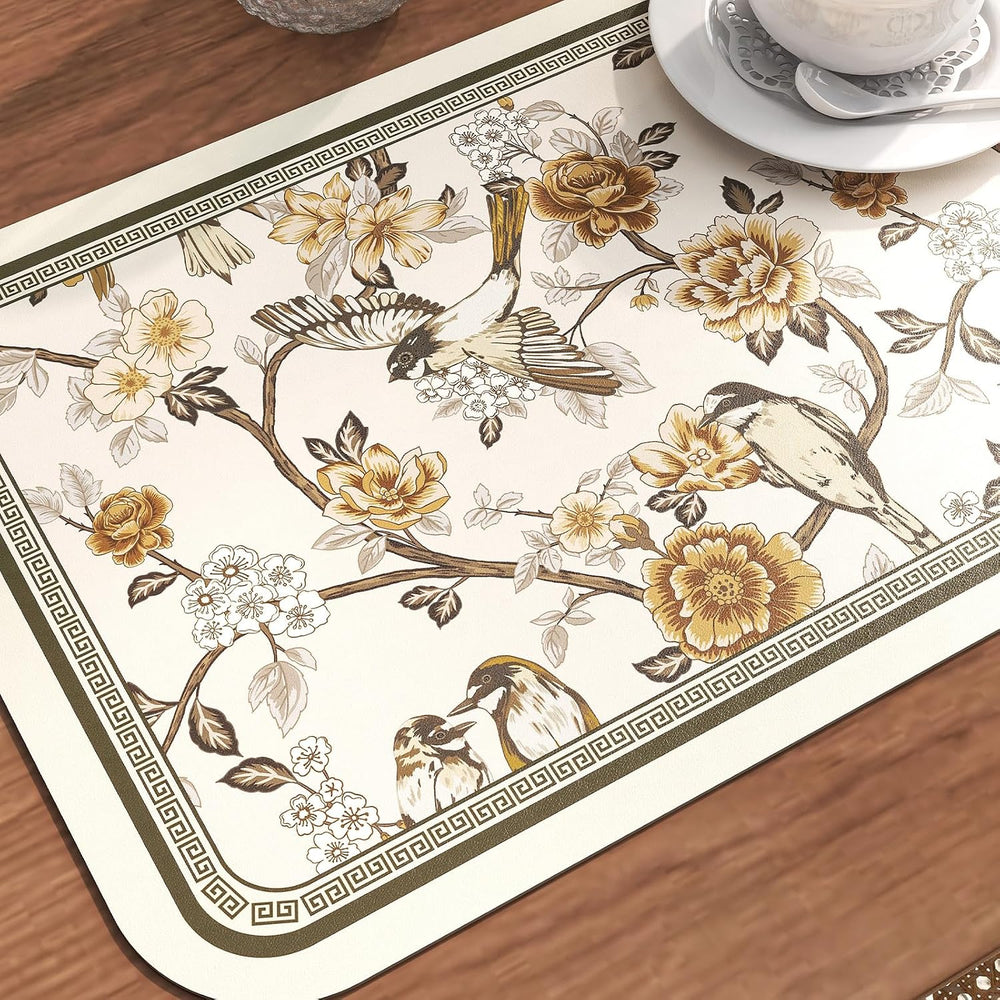 ISAENNE Vinyl Waterproof Placemats Set of 6 Rectangular,12"*17"