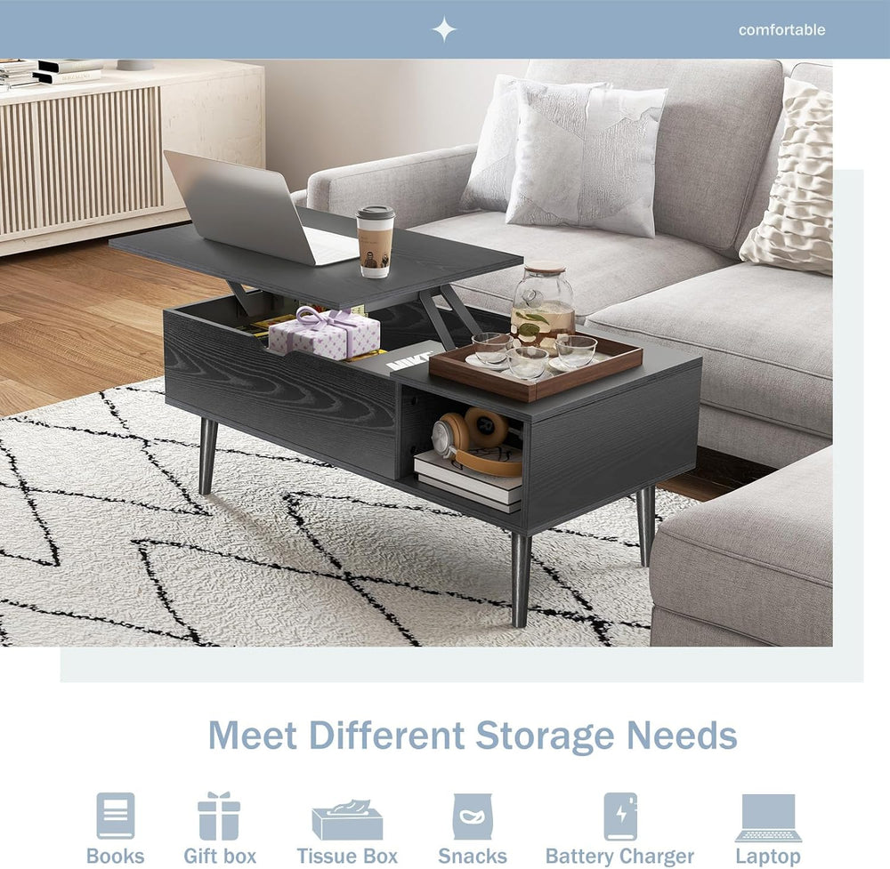 DUMOS Coffee Table, Wood Lift Top Coffee Table for Living Room Home