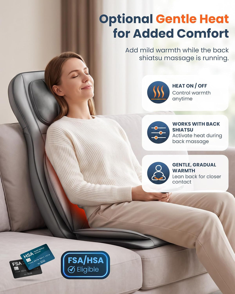 COMFIER Shiatsu Neck and Back Massager with Heat, FSA, Adjustable Nodes