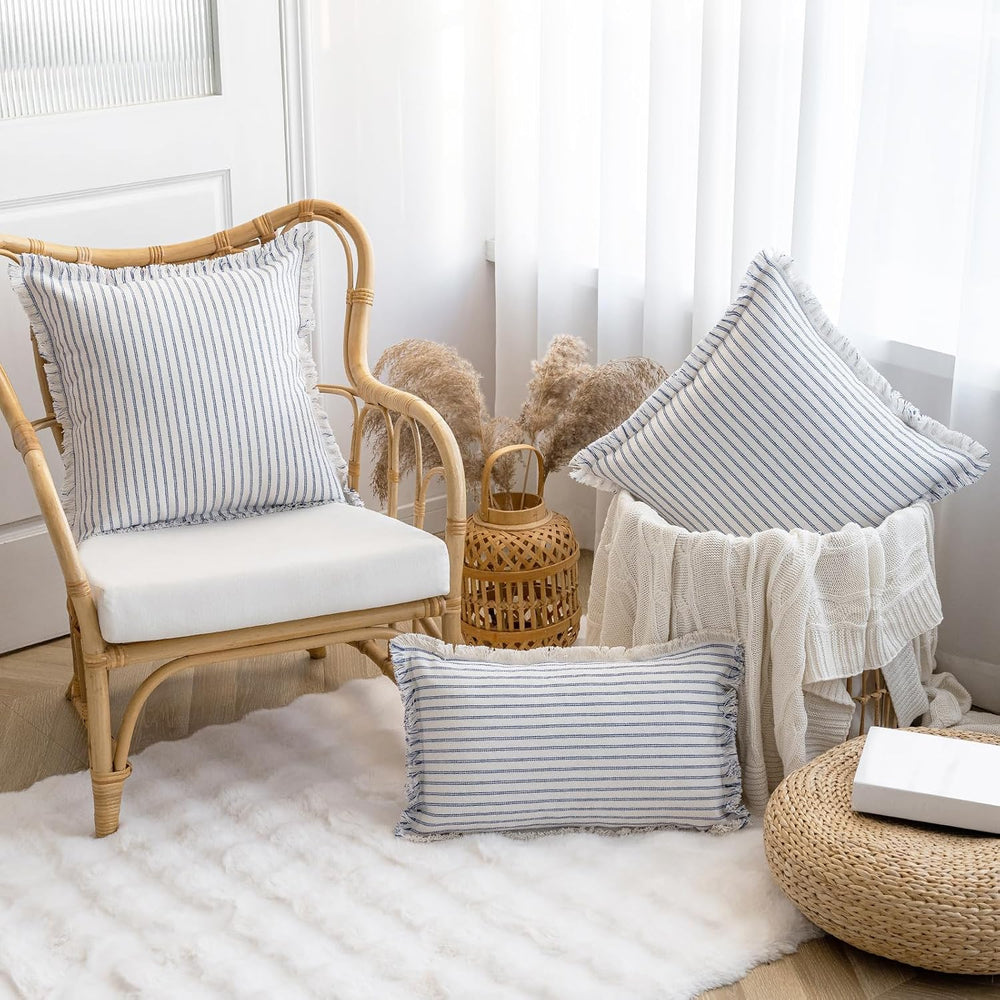 YEENAASY Throw Pillow Covers 20x20 Boho Striped Pillow Cases with Tassel
