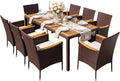 Greesum 9 Pieces Patio Dining Set Acacia Wood Dining Set for 8 (Brown)