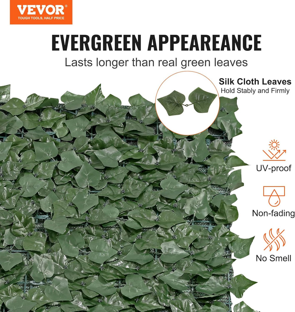 VEVOR Artificial Ivy Privacy Fence Screen, 59 x 118 in Faux Ivy Vine Leaf Hed...