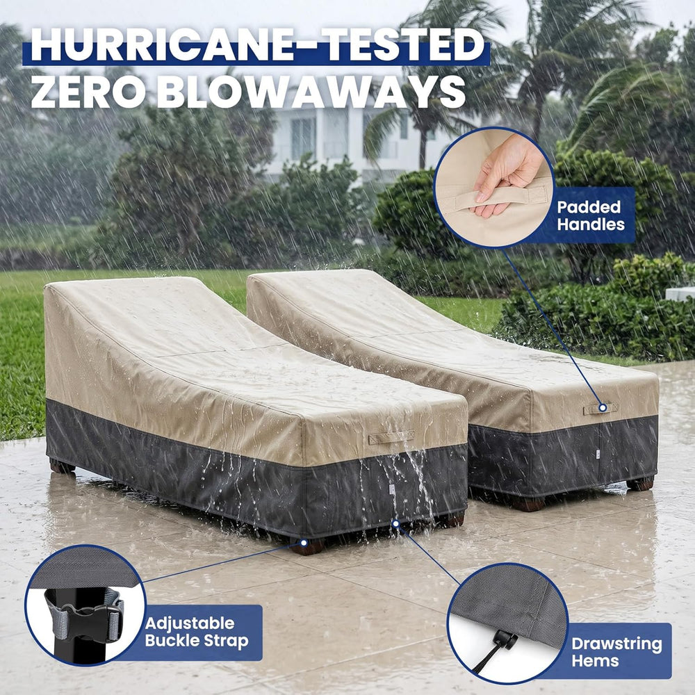 Extra Heavy Duty Patio Chaise Lounge Cover Waterproof 2 Pack - Lounge Chair C...