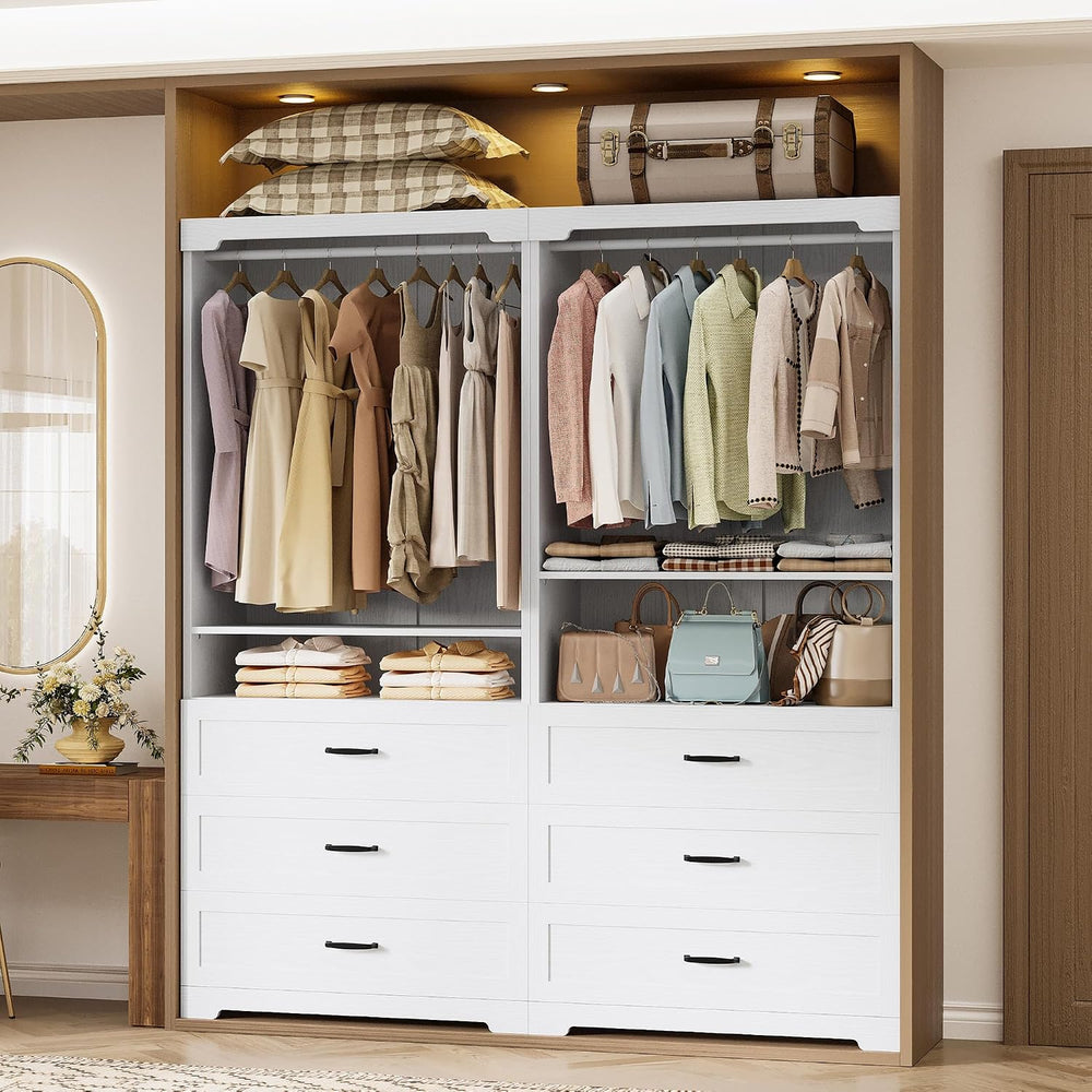 IRONCK Freestanding Closet System with Adjustable Shelves & 3 Drawers