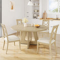 IDEALHOUSE 47" Farmhouse Round Dining Table for 4 to 6 (No Chairs), Wood