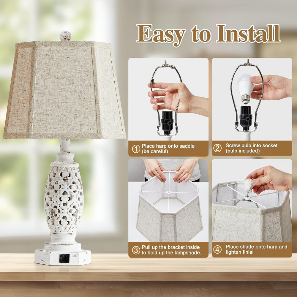 Lamps for Night Stands Set of 2-23.5" Bedside Lamp with USB A+C and Nigh...