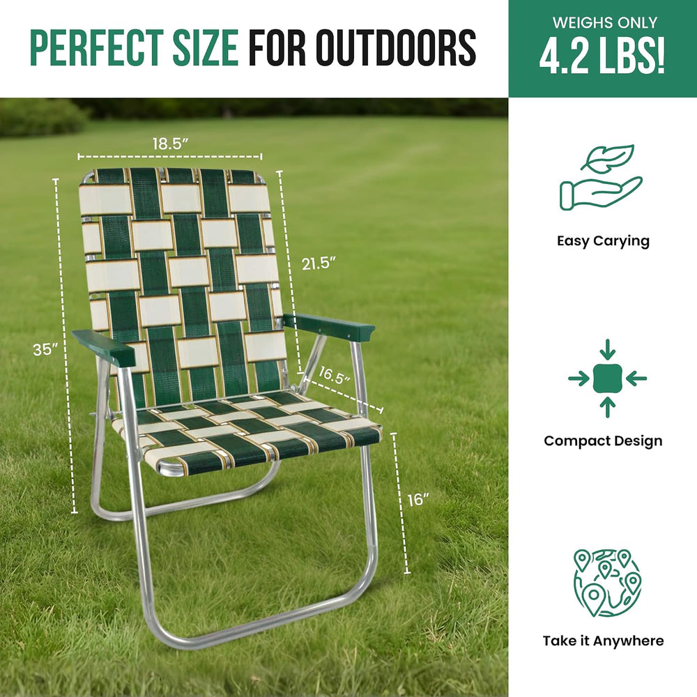 Lawn Chair USA Folding Aluminum Outdoor Patio Lawn Chair | Heavy-Duty Webbed ...