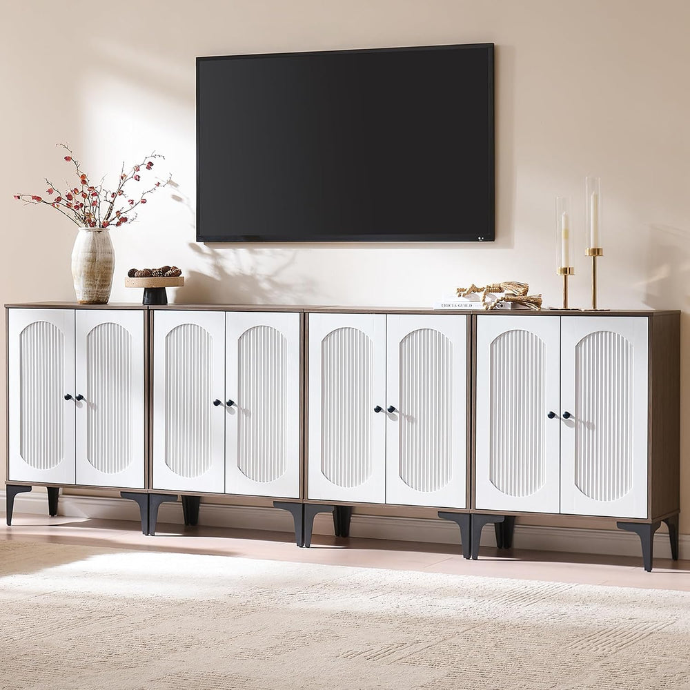Storage Cabinet with 2 Arched Doors, Walnut/White, 1PCS