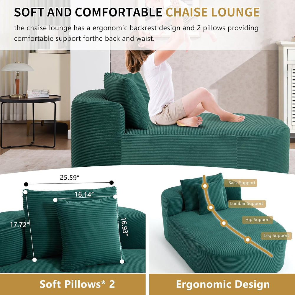 Anwick 65" Oversized Chaise Lounge Chair, Modern Corduroy Cloud Couch wi...