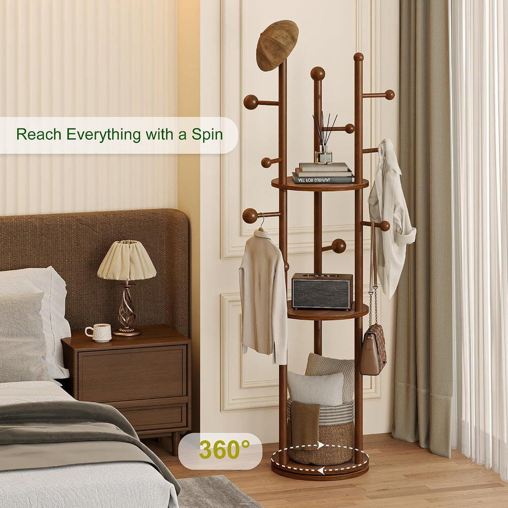 FROMJBEST Coat Rack Freestanding, Coat Tree Entryway, Mid-Century, Walnut