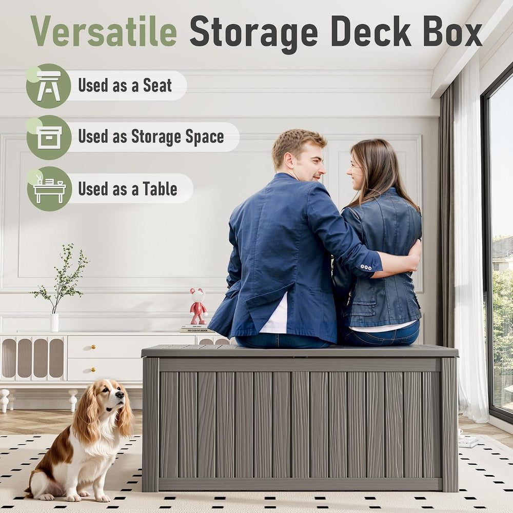 Resin Outdoor Deck Storage Box Waterproof (Grey, 150 Gallon)