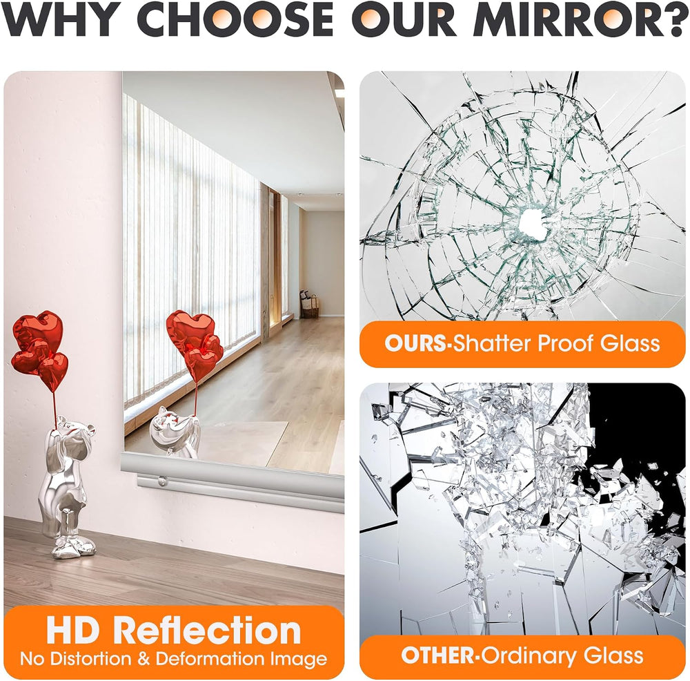 Hasipu Home Gym Mirror 55" L x 21" W - 2PCS Large Full Body Mirror ...